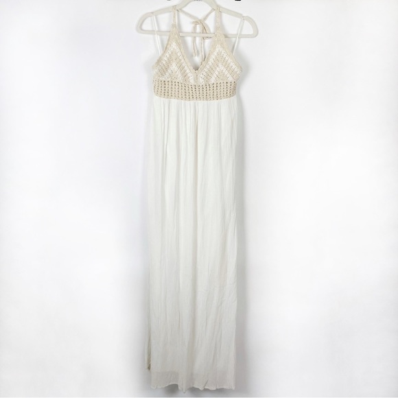 Zara Crochet White Halter Maxi Dress - Picture 4 of 12